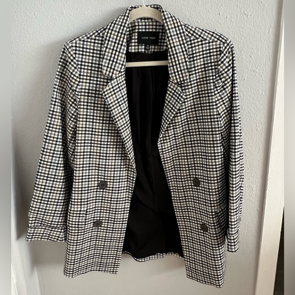 Striped plaid blazer